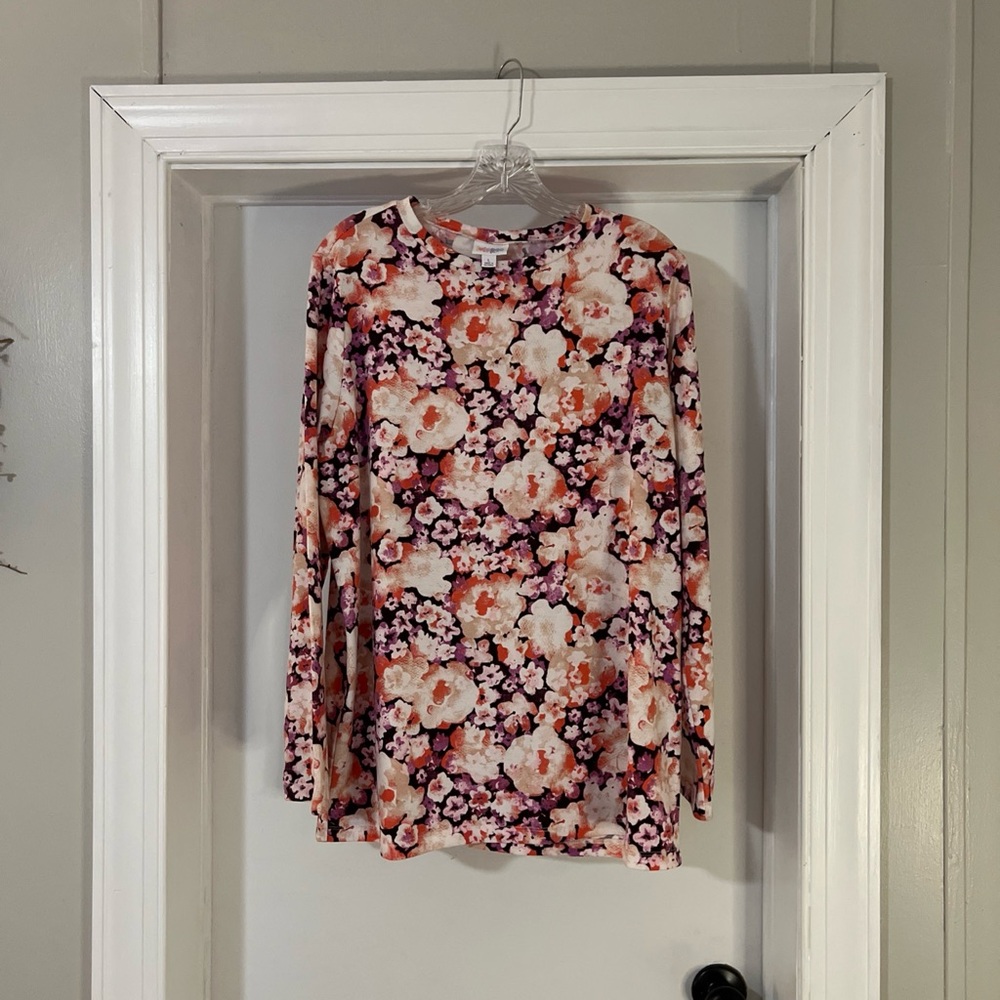 Lularoe L Long Sleeve Shirt Multicolor Floral Top NWOT